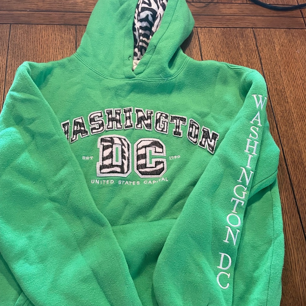 DC medium green Washington DC hooded sweatshirt